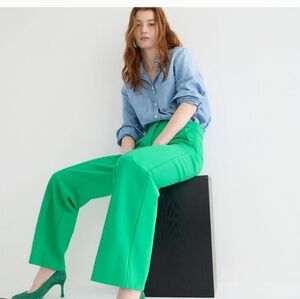 EUC J.Crew Willa cropped flare pant in Italian city wool blend green 2!